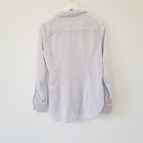 🌸 J. Crew Silver Velvet Covered Button Down Long Sleeve Shirt Top Size XS - Picture 12 of 14